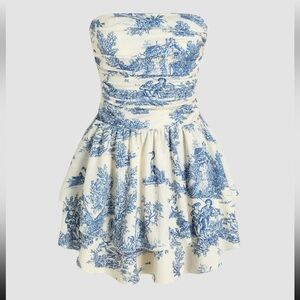 Cider 
TOILE DE JOUY SHIRRED RUCHED MINI DRESS